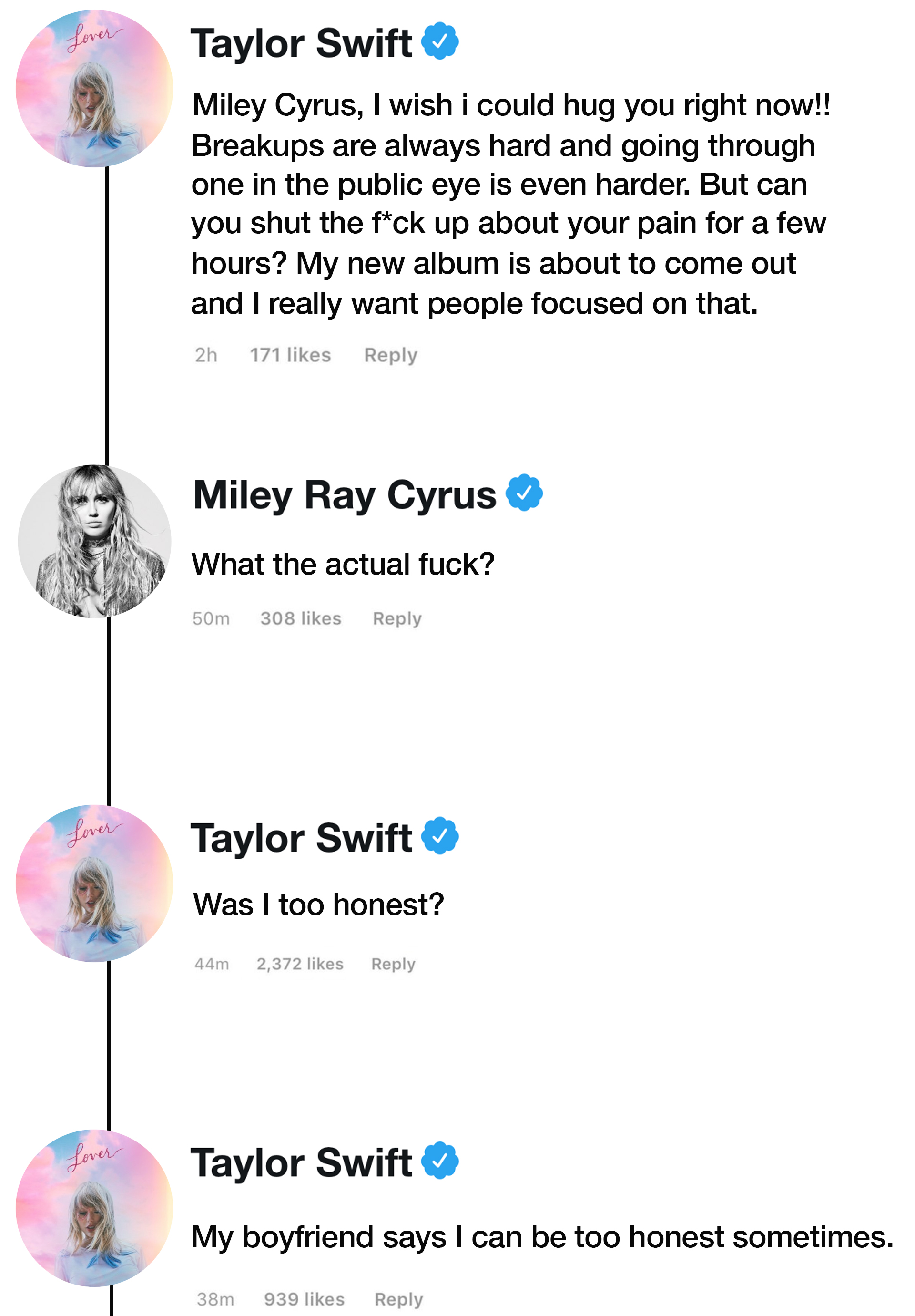 Taylor Swift Tells Miley Cyrus To Stop Talking About Her